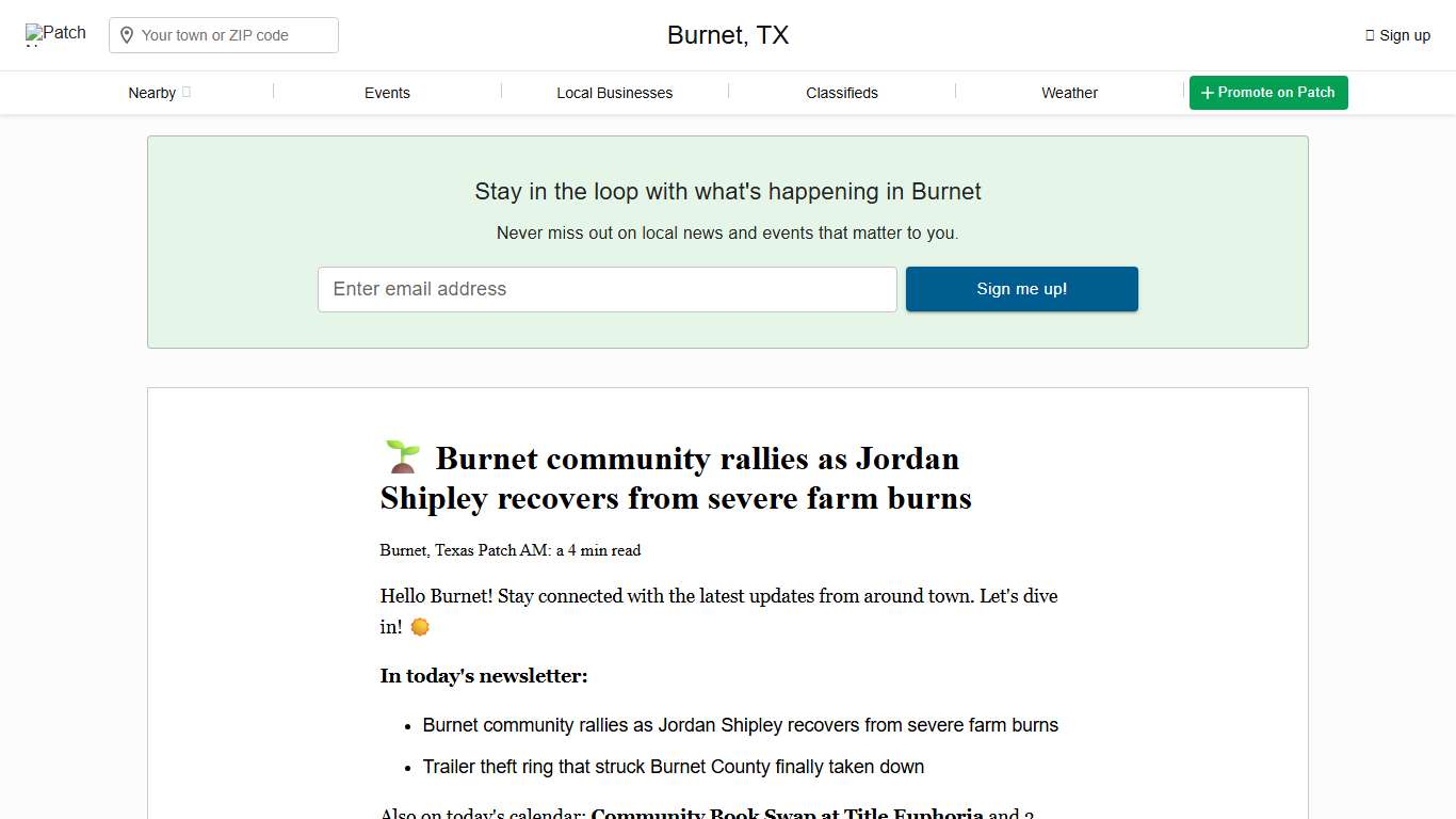 🌱 Burnet Patch.am - What you need to know today: Free Newsletter, Local News, Events & Calendar